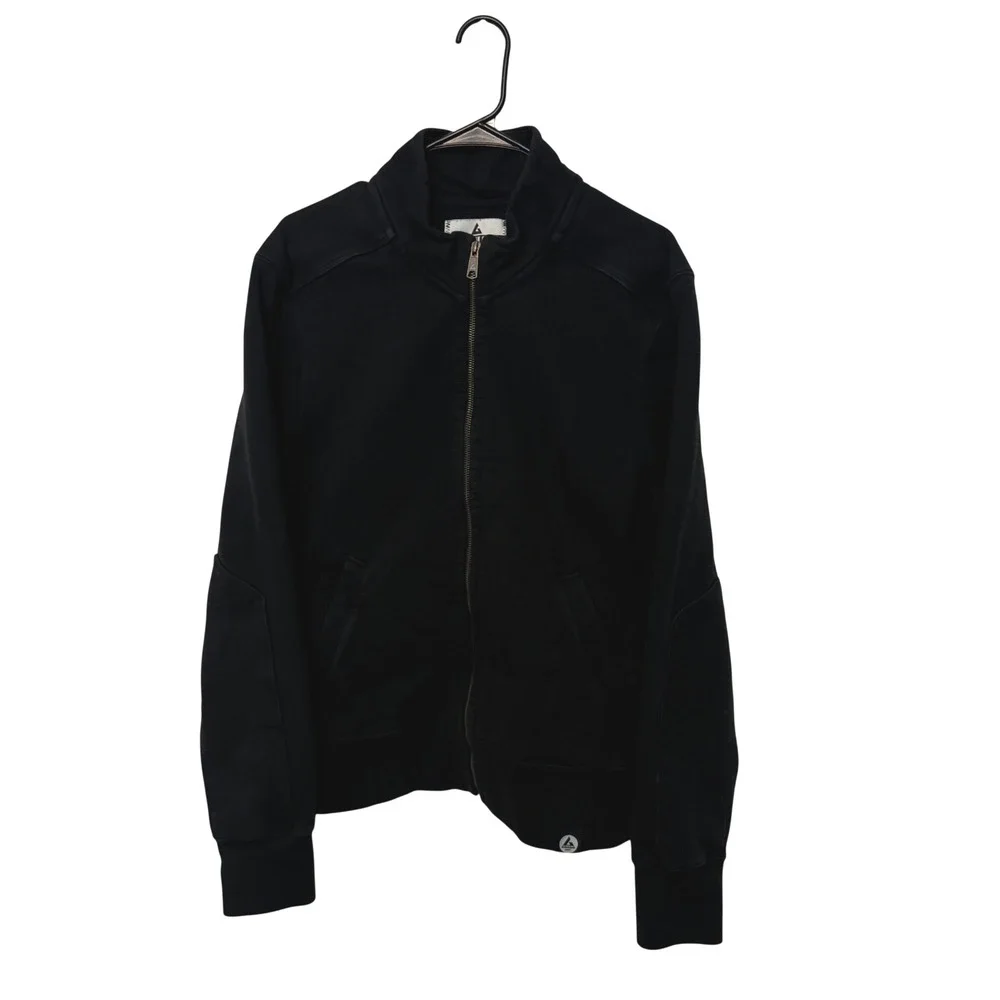 American Giant Moto Full Zip Jacket Mens Large Black Cotton Mock Heavyweight
